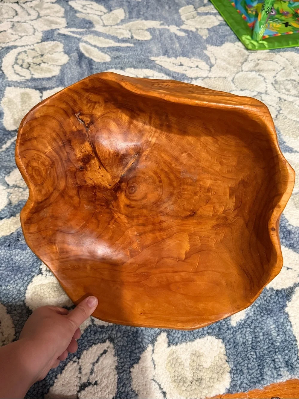 Handcrafted Natural Wood Serving Bowl - Honey Brown